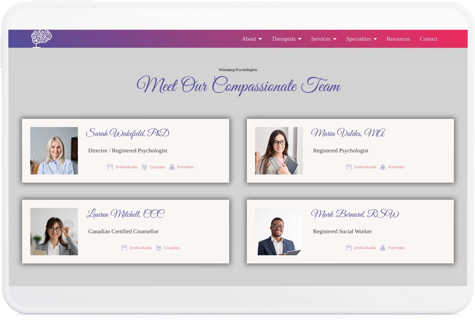 Optiimus Dental, Medical & Healthcare Marketing Wordpress-website-design-healthcare-tablet21