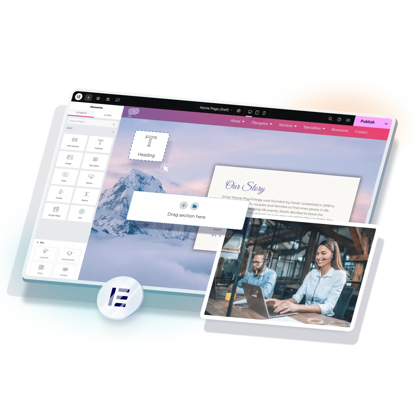 Optiimus therapy website design psychologist